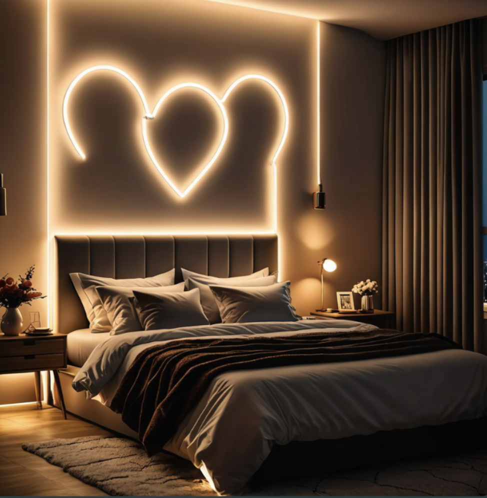 LED strip lights behind your bed.