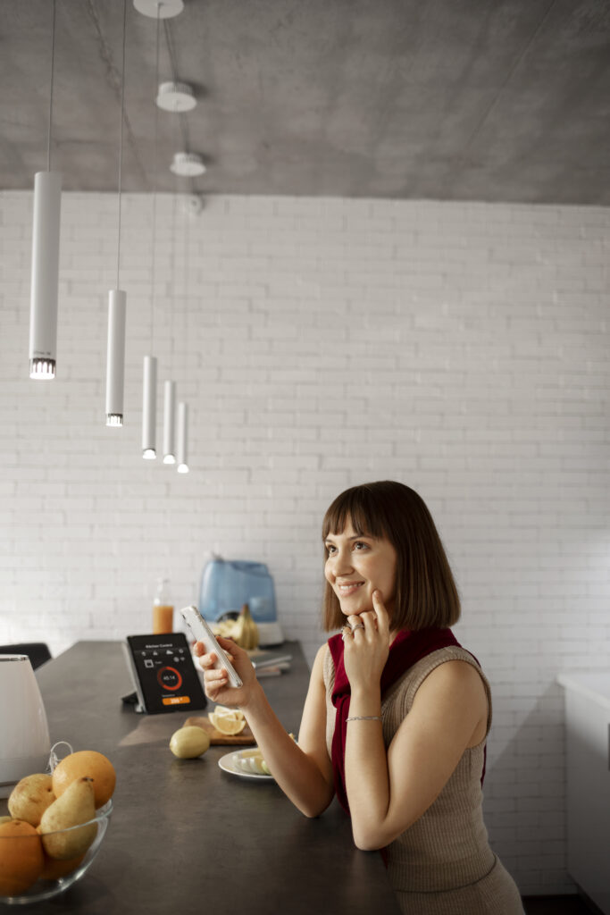 woman enjoying modern living experience
